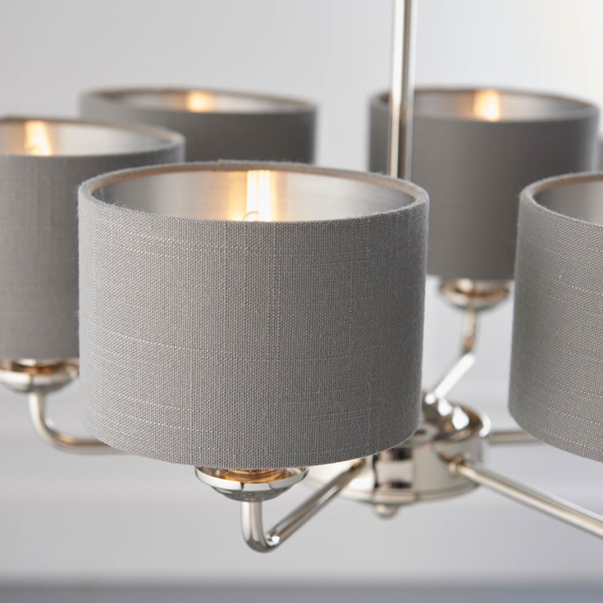 Endon 94381 - Hanglamp aan een ketting HIGHCLERE 6xE14/28W/230V grijs/glanzend chroom