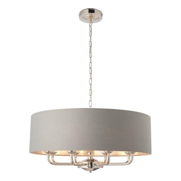 Endon 94415 - Hanglamp aan een ketting HIGHCLERE 8xE14/40W/230V grijs/glanzend chroom diameter 70 cm
