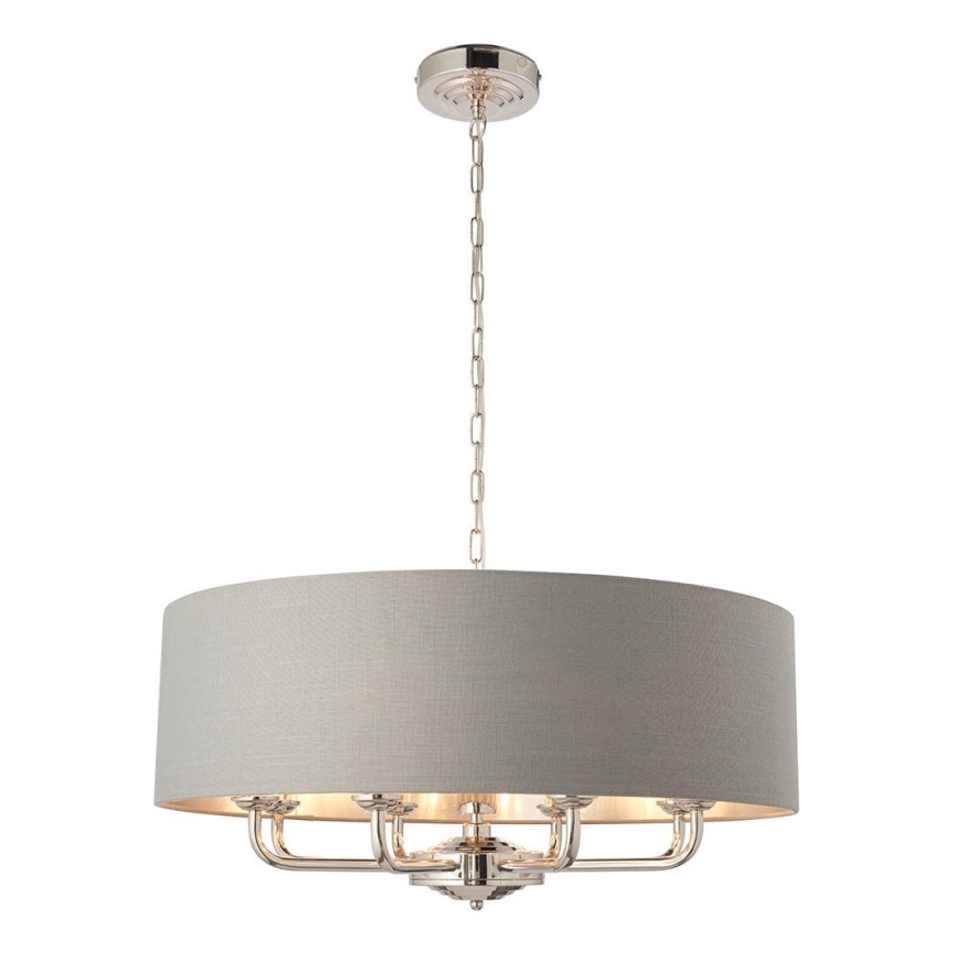 Endon 94415 - Hanglamp aan een ketting HIGHCLERE 8xE14/40W/230V grijs/glanzend chroom diameter 70 cm