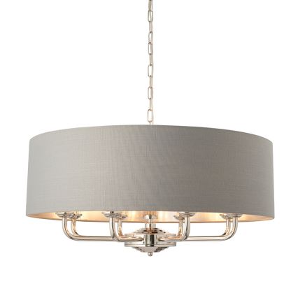 Endon 94415 - Hanglamp aan een ketting HIGHCLERE 8xE14/40W/230V grijs/glanzend chroom diameter 70 cm