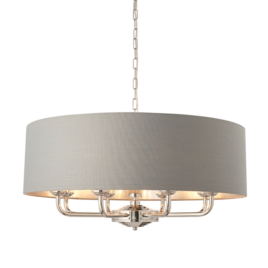 Endon 94415 - Hanglamp aan een ketting HIGHCLERE 8xE14/40W/230V grijs/glanzend chroom diameter 70 cm