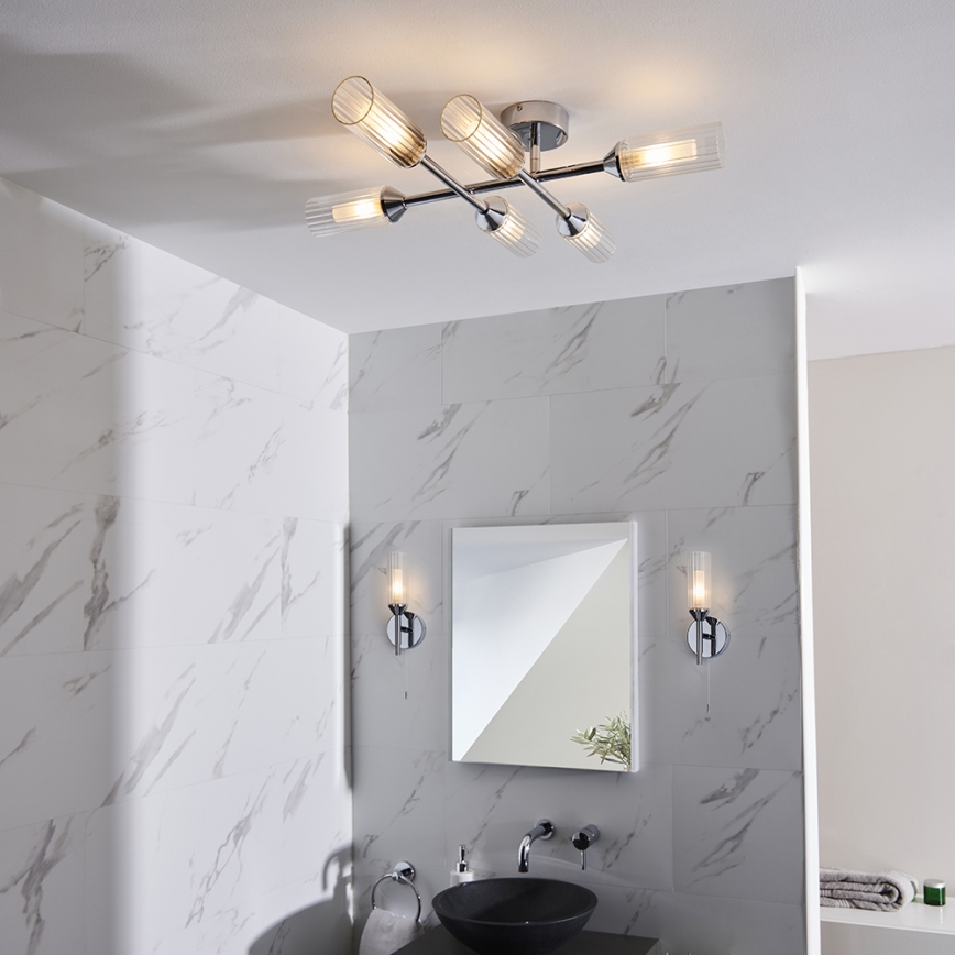 Endon 95045 - Bevestigde badkamer plafondlamp NATORI 6xG9/3W/230V IP44 glanzend chroom
