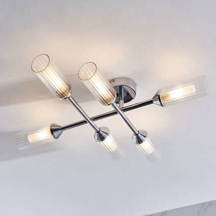 Endon 95045 - Bevestigde badkamer plafondlamp NATORI 6xG9/3W/230V IP44 glanzend chroom