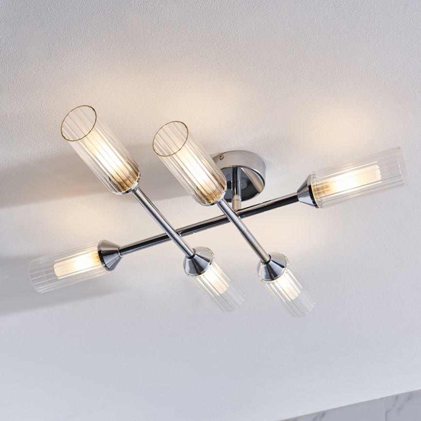 Endon 95045 - Bevestigde badkamer plafondlamp NATORI 6xG9/3W/230V IP44 glanzend chroom