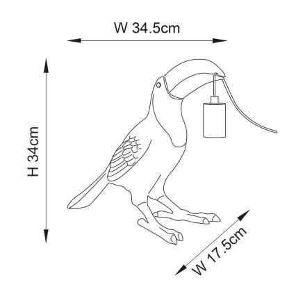 Endon 95077 - Tafellamp TOCO TOUCAN 1xE27/10W/230V goud