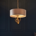 Endon 95212 - Hanglamp aan ketting 3xE27/10W/230V Ø 60 cm grijs/messing
