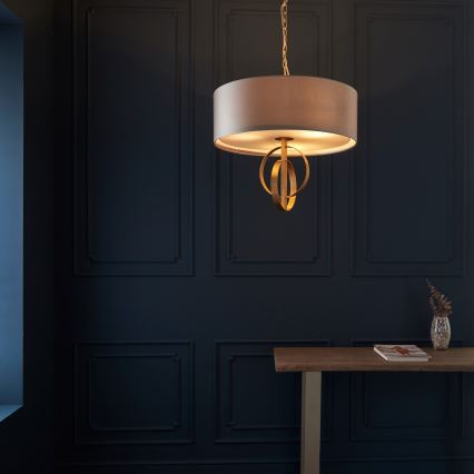 Endon 95212 - Hanglamp aan ketting 3xE27/10W/230V Ø 60 cm grijs/messing