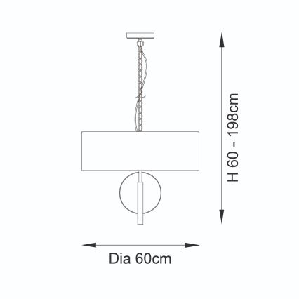 Endon 95212 - Hanglamp aan ketting 3xE27/10W/230V Ø 60 cm grijs/messing