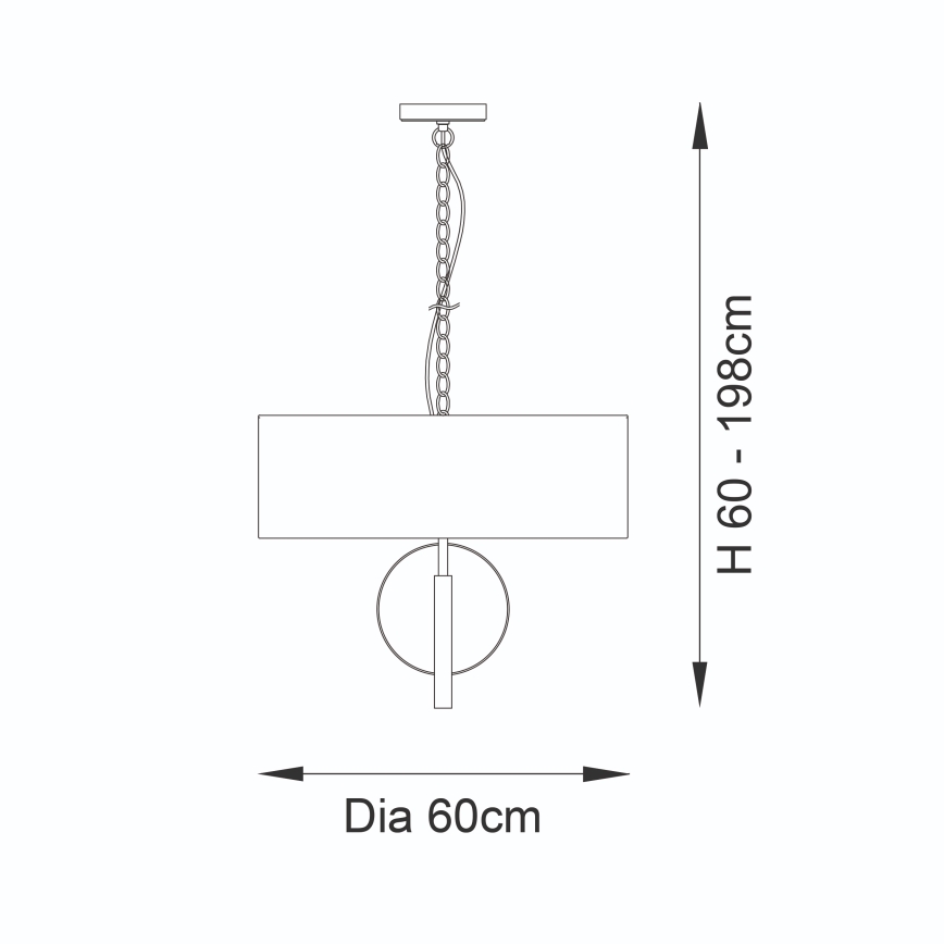 Endon 95212 - Hanglamp aan ketting 3xE27/10W/230V Ø 60 cm grijs/messing
