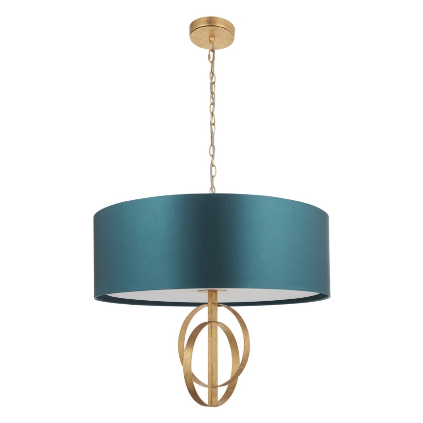 Endon 95219 - Kroonluchter aan ketting 5xE27/10W/230V Ø 70 cm blauw/messing