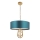 Endon 95220 - Kroonluchter met ketting 3xE27/10W/230V Ø 60 cm blauw/messing