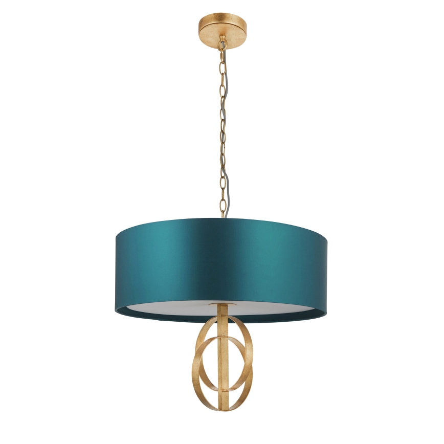 Endon 95220 - Kroonluchter met ketting 3xE27/10W/230V Ø 60 cm blauw/messing
