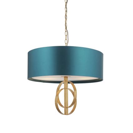 Endon 95220 - Kroonluchter met ketting 3xE27/10W/230V Ø 60 cm blauw/messing