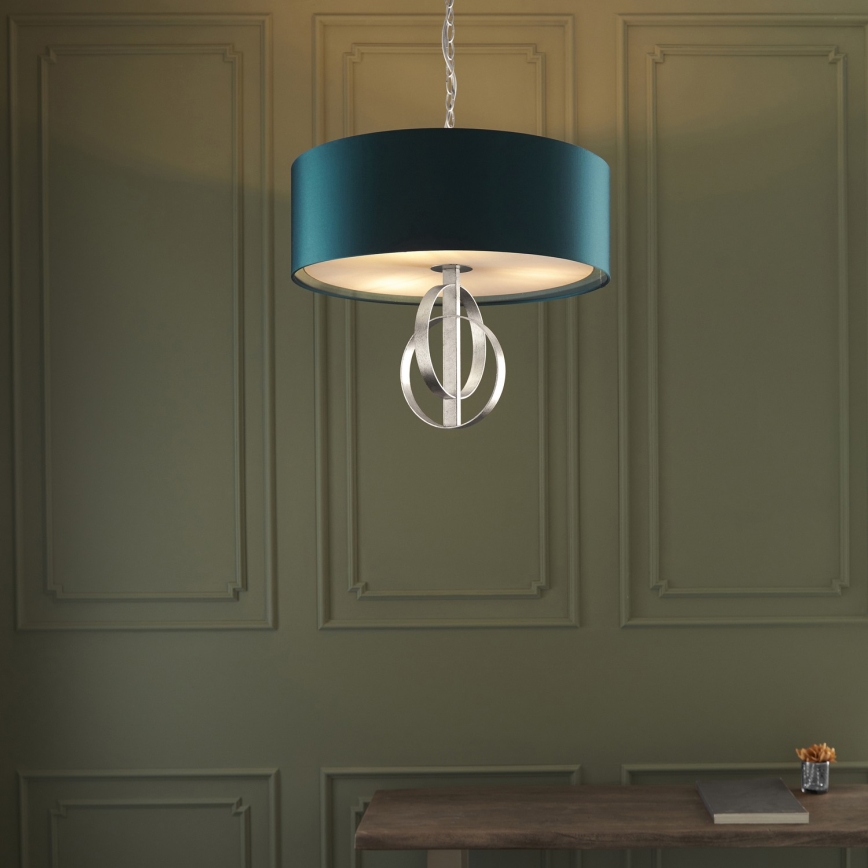 Endon 95224 - Hanglamp aan ketting 3xE27/10W/230V Ø 60 cm blauw/grijs