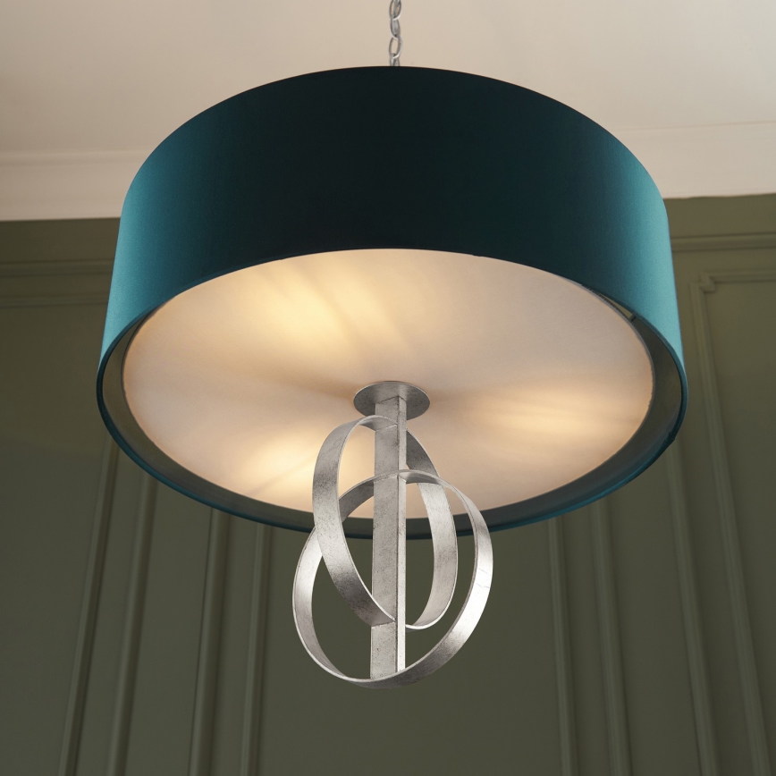 Endon 95224 - Hanglamp aan ketting 3xE27/10W/230V Ø 60 cm blauw/grijs