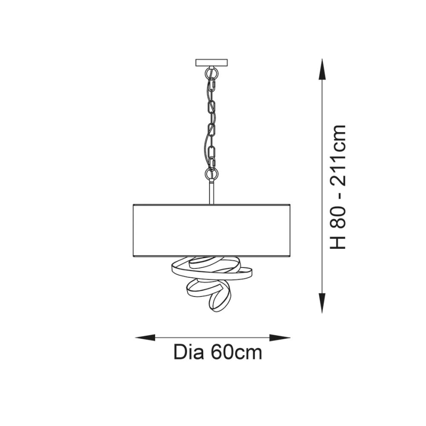 Endon 95268 - Kroonluchter aan ketting 3xE14/6W/230V diameter 60 cm wit/messing