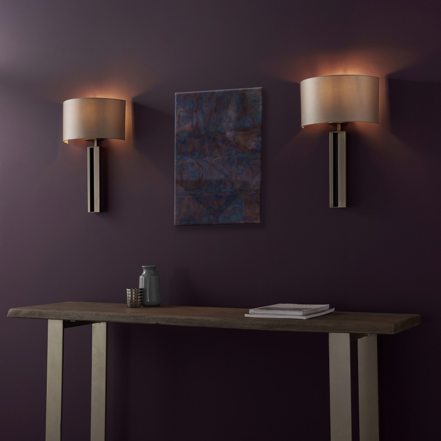 Endon 95449 - Wandlamp 1xE27/10W/230V beige/mat chroom