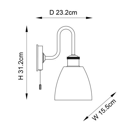 Endon 95506 - Badkamerwandlamp PIPER 1xE27/10W/230V IP44 glanzend chroom