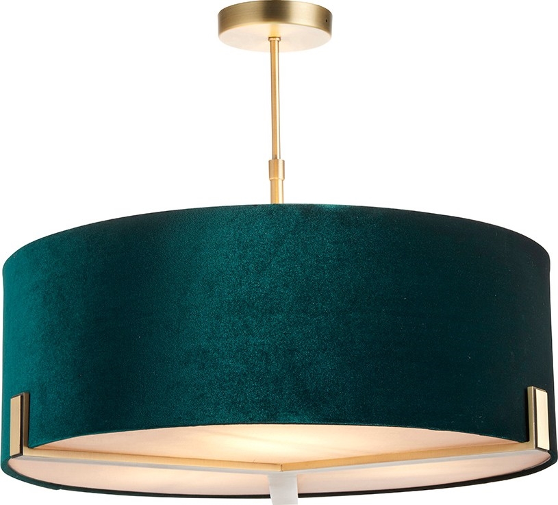Endon 95839 - Hanglamp met vaste pendel HAYFIELD 3xE27/40W/230V messing/groen