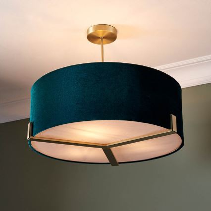 Endon 95839 - Hanglamp met vaste pendel HAYFIELD 3xE27/40W/230V messing/groen