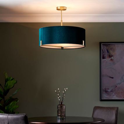 Endon 95839 - Hanglamp met vaste pendel HAYFIELD 3xE27/40W/230V messing/groen