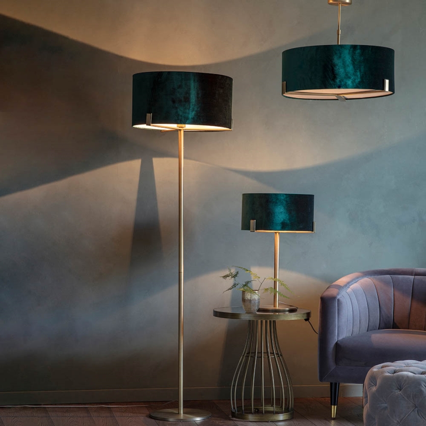 Endon 95839 - Hanglamp met vaste pendel HAYFIELD 3xE27/40W/230V messing/groen