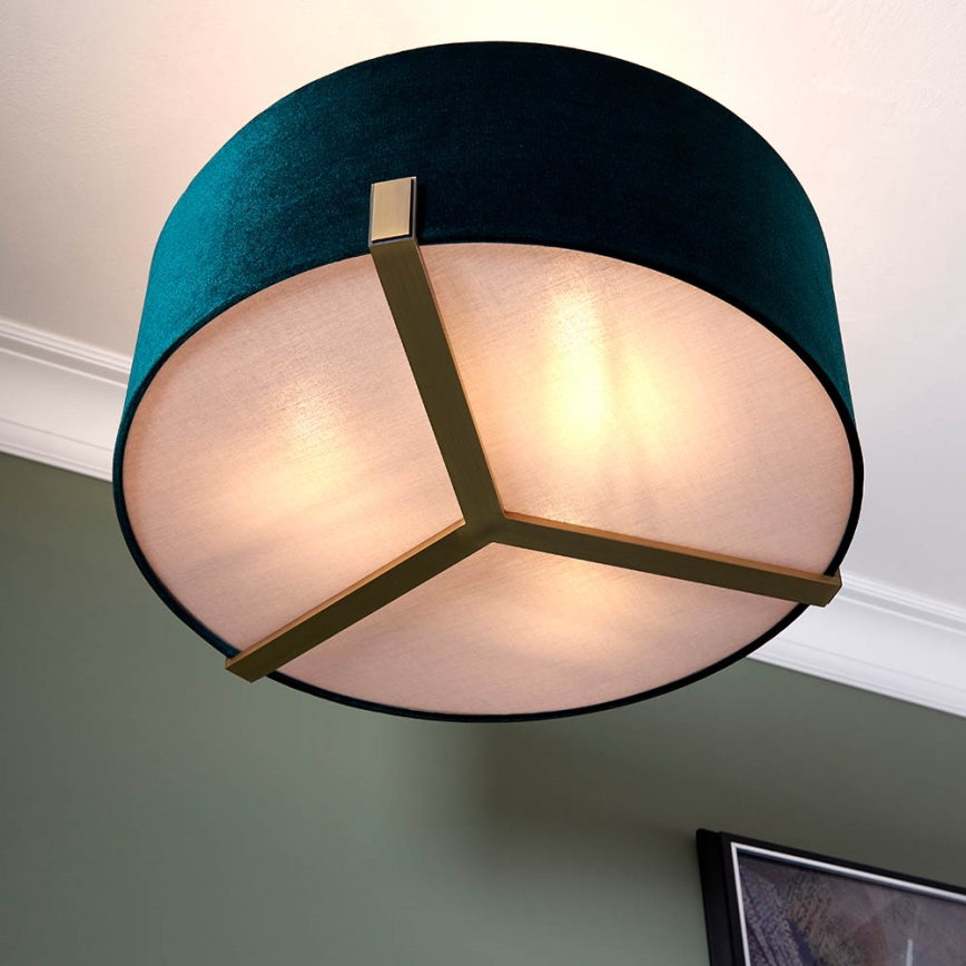 Endon 95839 - Hanglamp met vaste pendel HAYFIELD 3xE27/40W/230V messing/groen