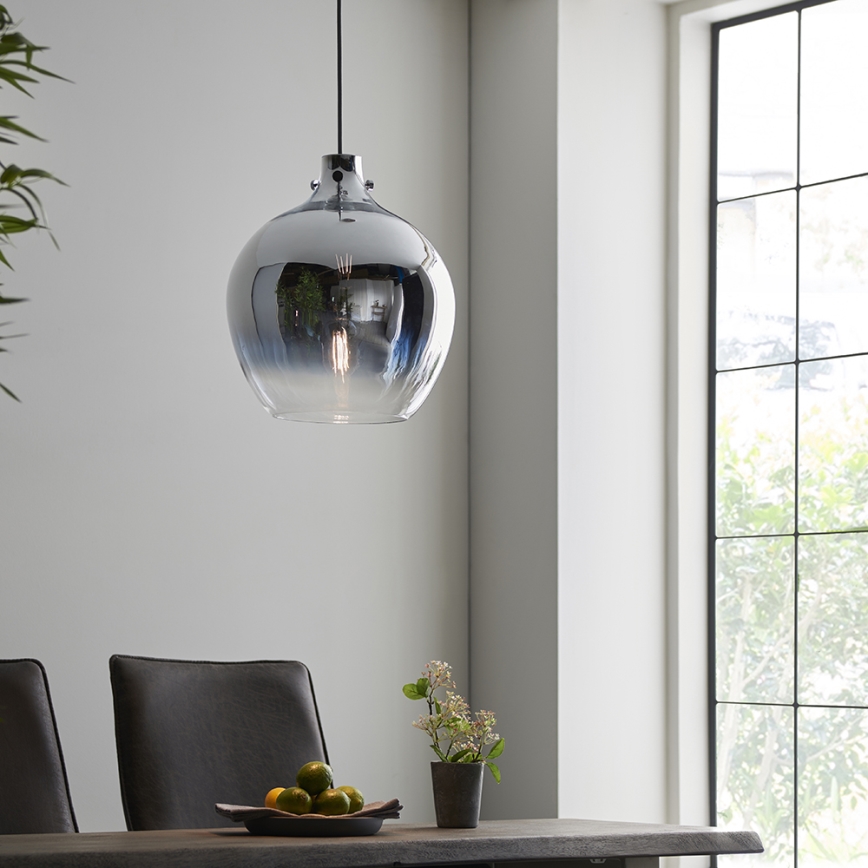 Endon 96442 - Hanglamp aan een koord PANTHER 1xE27/10W/230V glanzend chroom/gerookt
