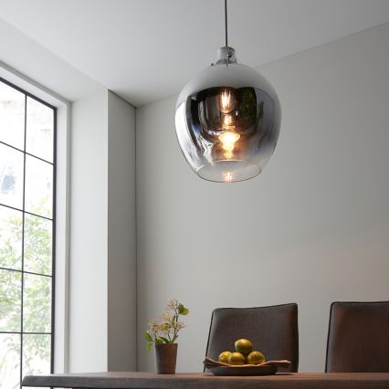 Endon 96442 - Hanglamp aan een koord PANTHER 1xE27/10W/230V glanzend chroom/gerookt