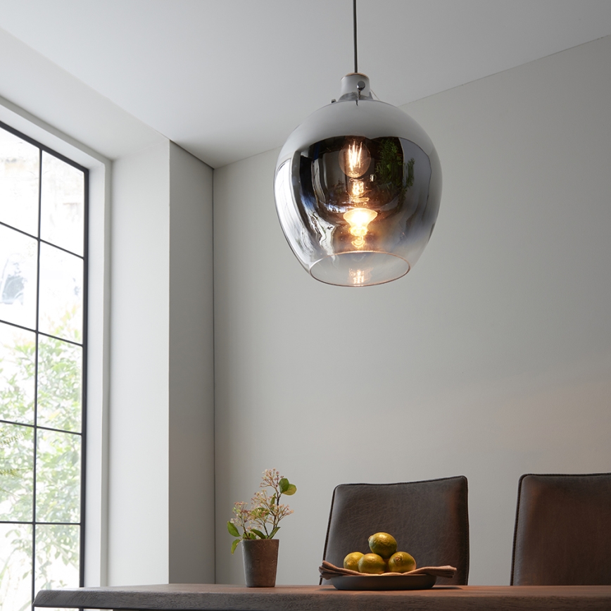 Endon 96442 - Hanglamp aan een koord PANTHER 1xE27/10W/230V glanzend chroom/gerookt