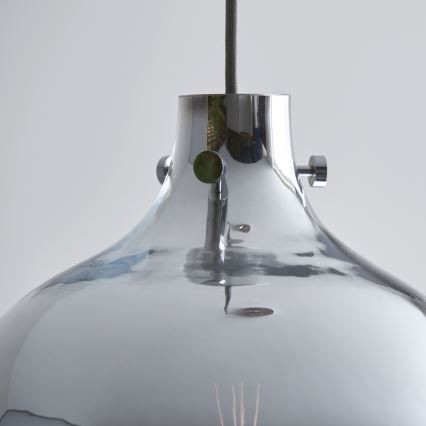 Endon 96442 - Hanglamp aan een koord PANTHER 1xE27/10W/230V glanzend chroom/gerookt