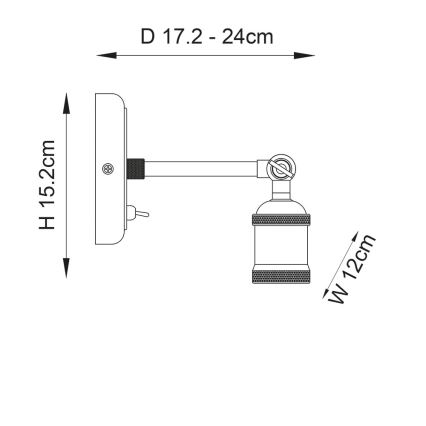 Endon 97245 - Wandspot halogeen 1xE27/10W/230V messing
