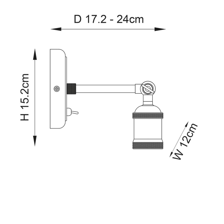 Endon 97245 - Wandspot halogeen 1xE27/10W/230V messing