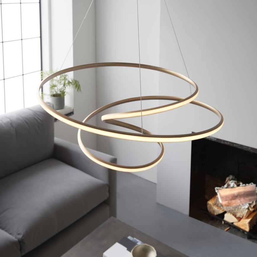 Endon 97639 - Dimbare LED-kroonluchter aan kabel TWIRL LED/88W/230V 3000K goudkleurig