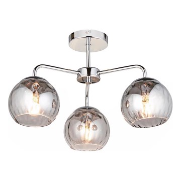 Endon 97971 - Opbouwkroonluchter DIMPLE 3xE14/7W/230V glanzend chroom/rookgrijs