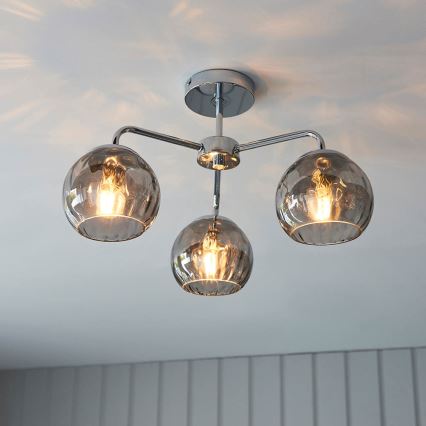 Endon 97971 - Opbouwkroonluchter DIMPLE 3xE14/7W/230V glanzend chroom/rookgrijs