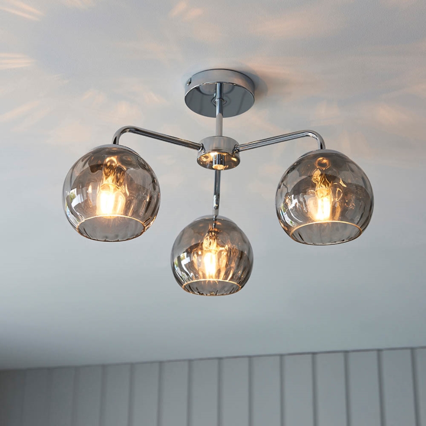 Endon 97971 - Opbouwkroonluchter DIMPLE 3xE14/7W/230V glanzend chroom/rookgrijs