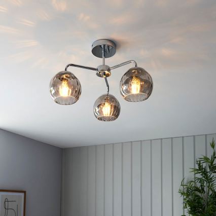 Endon 97971 - Opbouwkroonluchter DIMPLE 3xE14/7W/230V glanzend chroom/rookgrijs