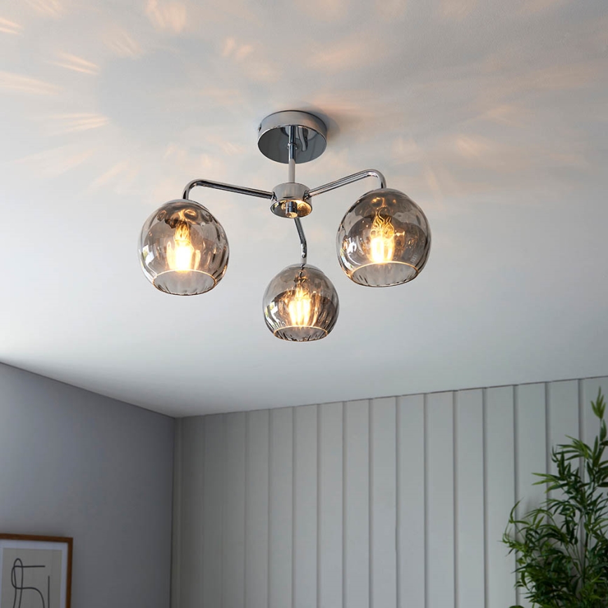 Endon 97971 - Opbouwkroonluchter DIMPLE 3xE14/7W/230V glanzend chroom/rookgrijs