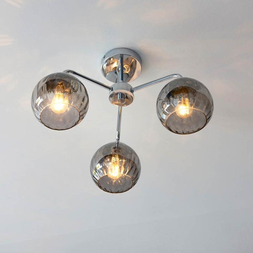 Endon 97971 - Opbouwkroonluchter DIMPLE 3xE14/7W/230V glanzend chroom/rookgrijs