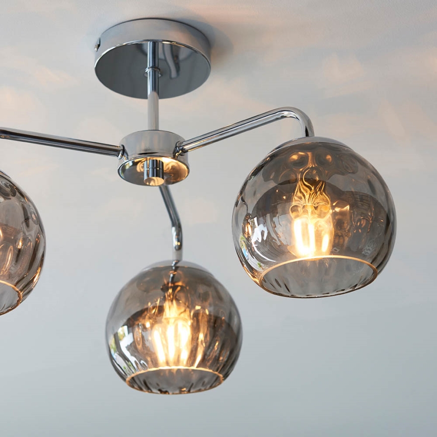Endon 97971 - Opbouwkroonluchter DIMPLE 3xE14/7W/230V glanzend chroom/rookgrijs