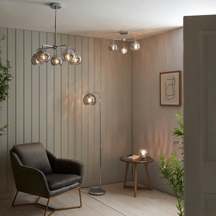 Endon 97971 - Opbouwplafondlamp DIMPLE 3xE14/25W/230V glanzend chroom/rookgrijs