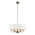Endon 98933 - Hanglamp aan een ketting HIGHCLERE 6xE14/40W/230V wit/messing diameter 55 cm