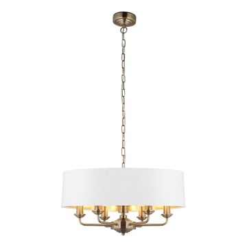 Endon 98933 - Hanglamp aan een ketting HIGHCLERE 6xE14/40W/230V wit/messing diameter 55 cm