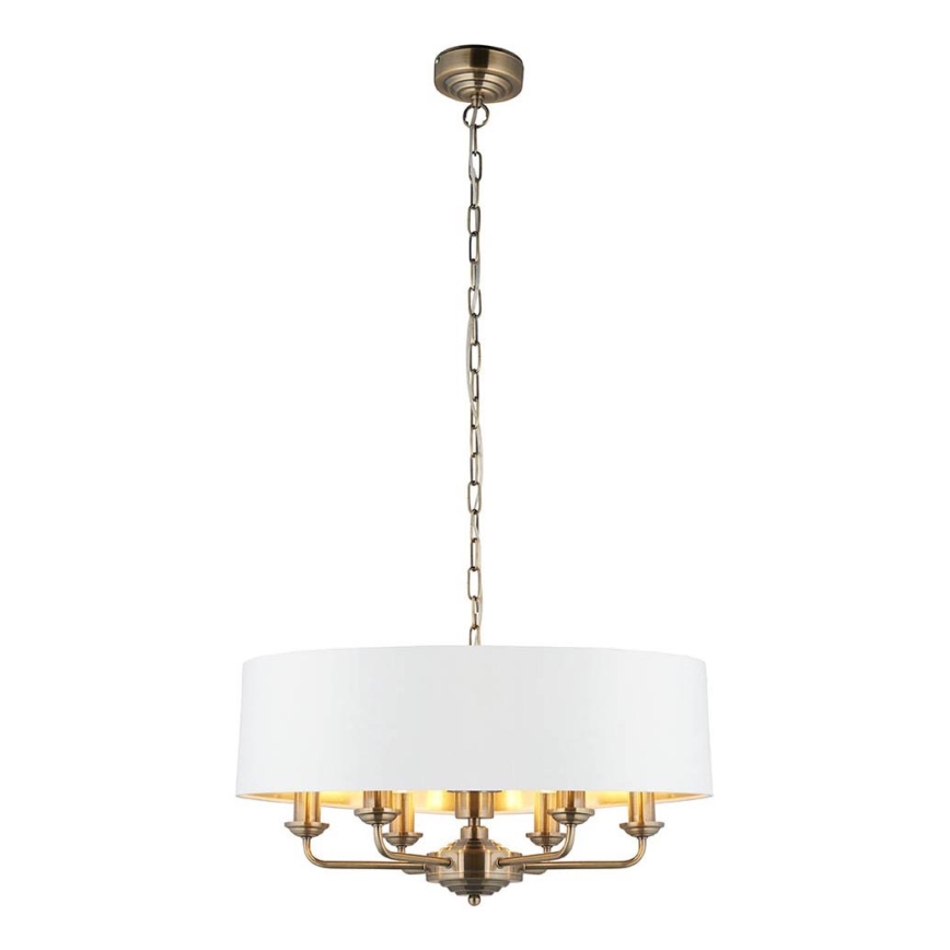Endon 98933 - Hanglamp aan een ketting HIGHCLERE 6xE14/40W/230V wit/messing