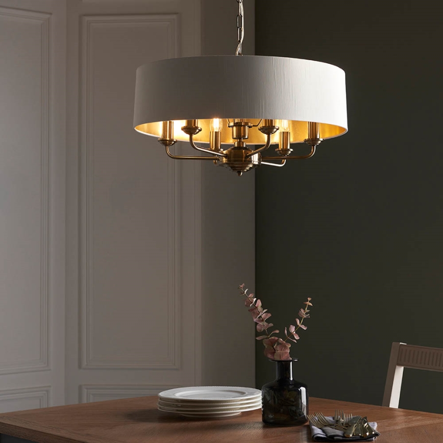 Endon 98933 - Hanglamp aan een ketting HIGHCLERE 6xE14/40W/230V wit/messing