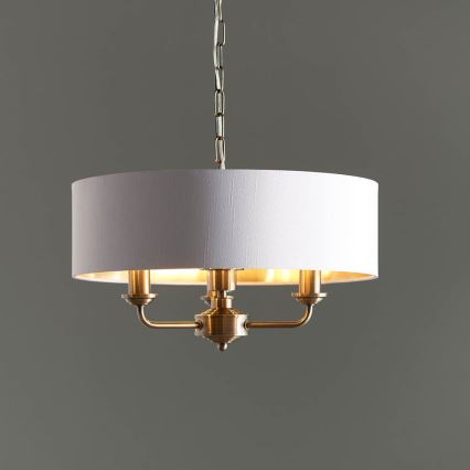 Endon 98934 - Hanglamp aan een ketting HIGHCLERE 3xE14/40W/230V wit/messing