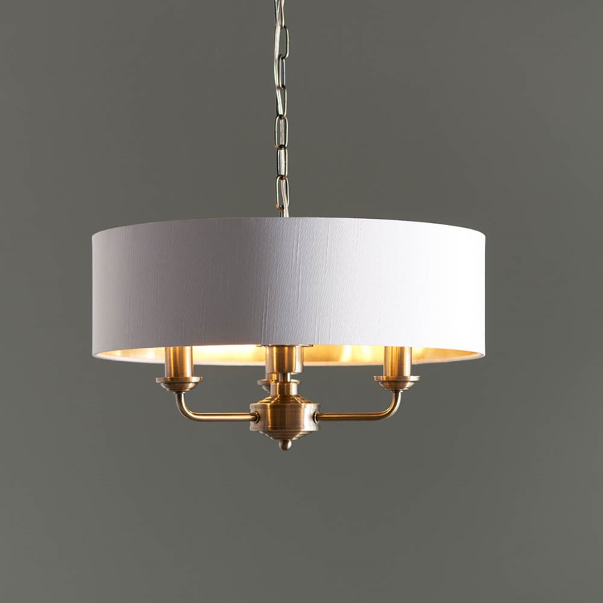 Endon 98934 - Hanglamp aan een ketting HIGHCLERE 3xE14/40W/230V wit/messing
