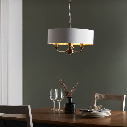 Endon 98934 - Hanglamp aan een ketting HIGHCLERE 3xE14/40W/230V wit/messing