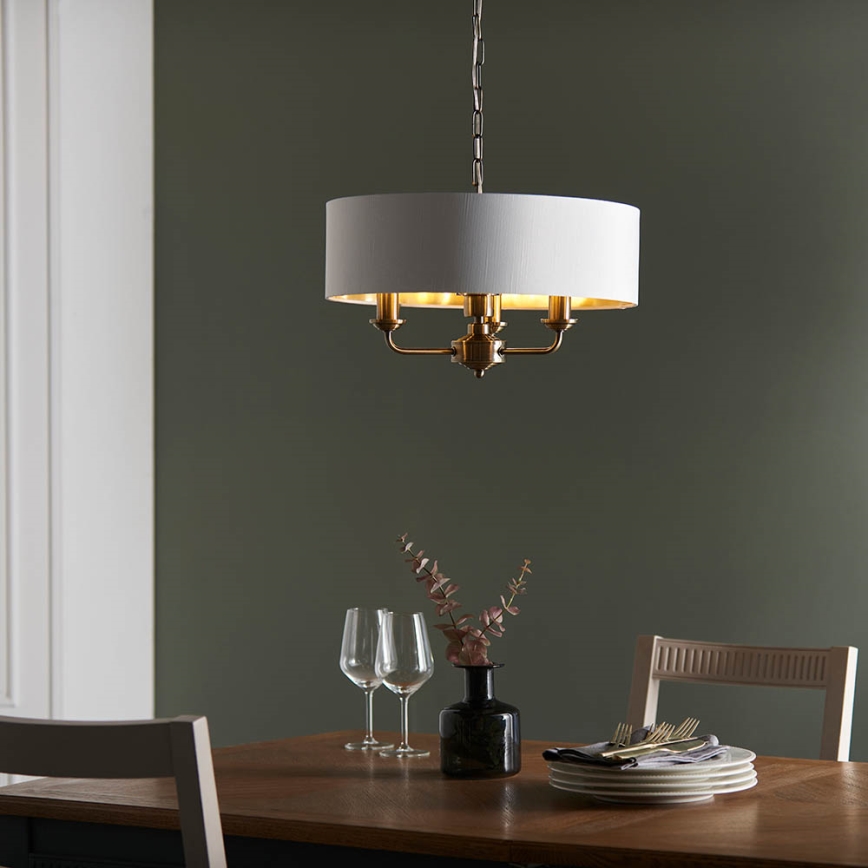 Endon 98934 - Hanglamp aan een ketting HIGHCLERE 3xE14/40W/230V wit/messing